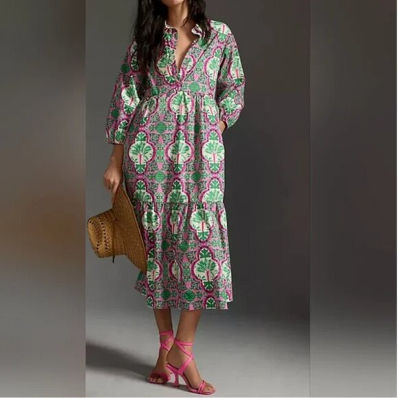 Anthropologie Maeve The Bettina Midi Dress. XS - Picture 1 of 6
